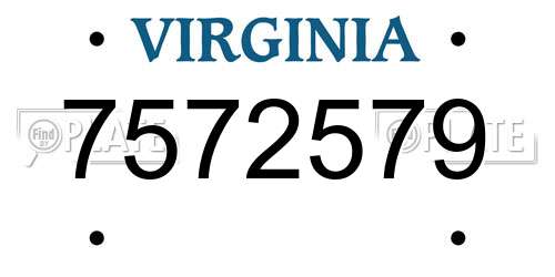 7572579 Virginia License Plate