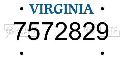 7572829 Virginia License Plate
