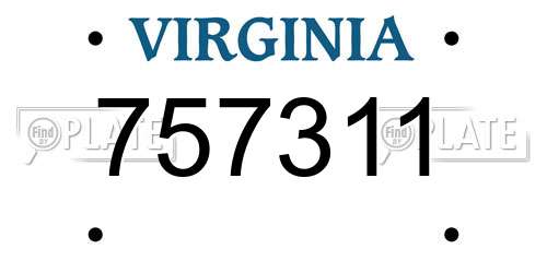 757311 Virginia License Plate