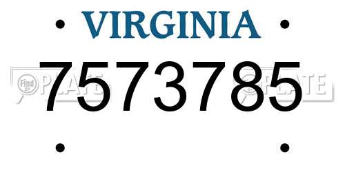 7573785 Virginia License Plate