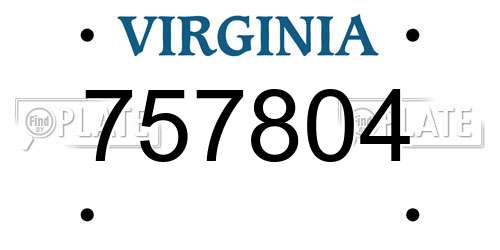 757804 Virginia License Plate