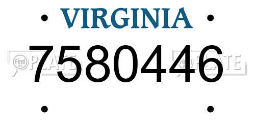 7580446 Virginia License Plate