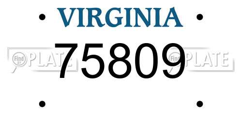 75809 Virginia License Plate