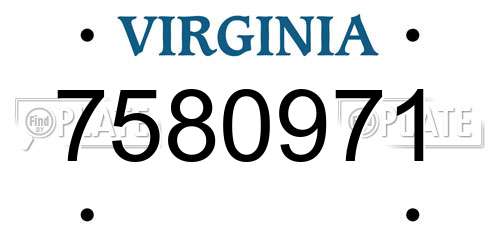 7580971 Virginia License Plate