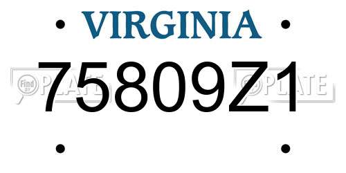 75809Z1 Virginia License Plate