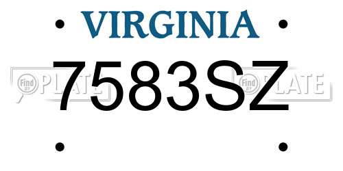 7583SZ Virginia License Plate