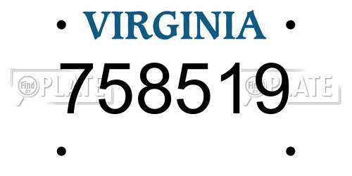 758519 Virginia License Plate