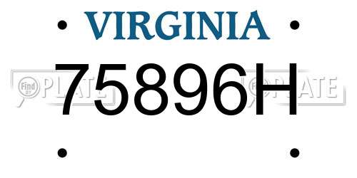 75896H Virginia License Plate