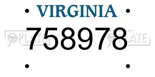 758978 Virginia License Plate