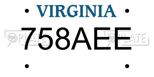 758AEE Virginia License Plate