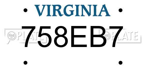 758EB7 Virginia License Plate