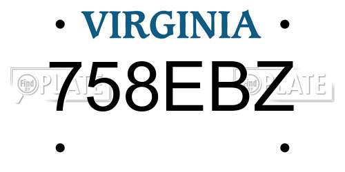 758EBZ Virginia License Plate