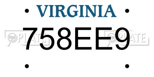 758EE9 Virginia License Plate