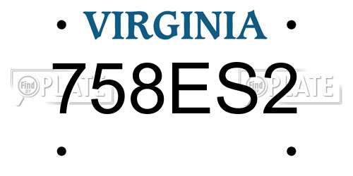 758ES2 Virginia License Plate