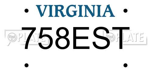 758EST Virginia License Plate