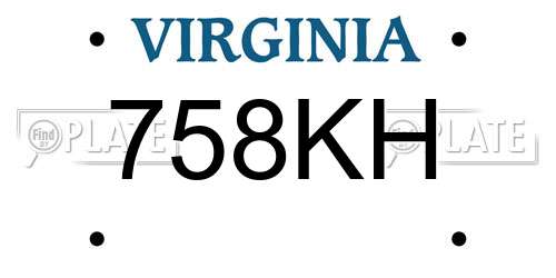 758KH Virginia License Plate