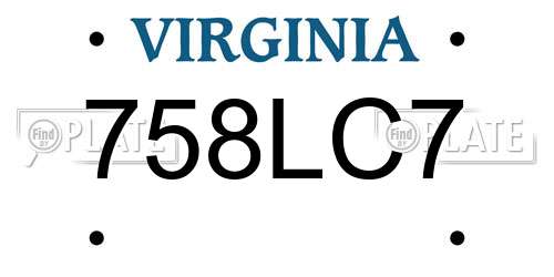 758LC7 Virginia License Plate