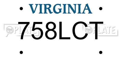 758LCT Virginia License Plate