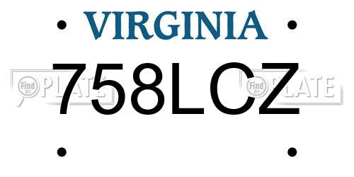 758LCZ Virginia License Plate