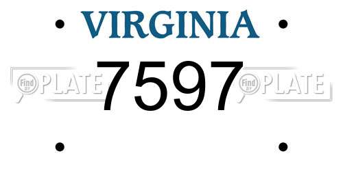 7597 Virginia License Plate