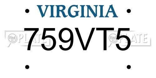 759VT5 Virginia License Plate