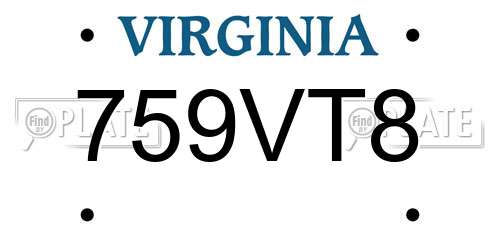 759VT8 Virginia License Plate