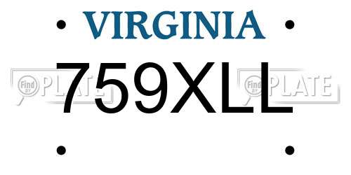 759XLL Virginia License Plate
