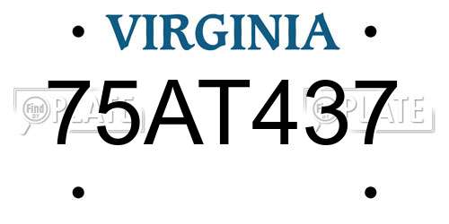 75AT437 Virginia License Plate