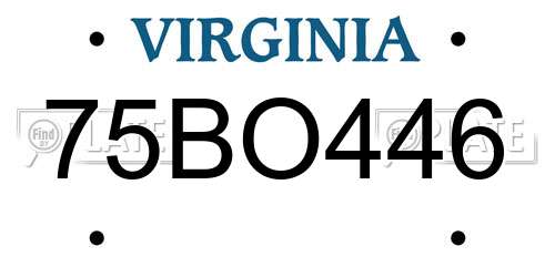 75BO446 Virginia License Plate