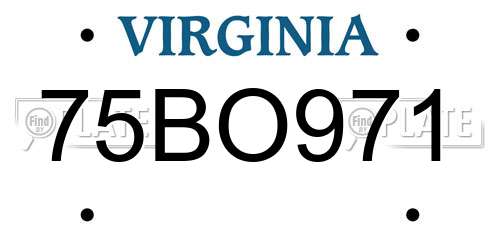 75BO971 Virginia License Plate