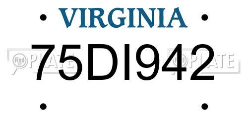 75DI942 Virginia License Plate