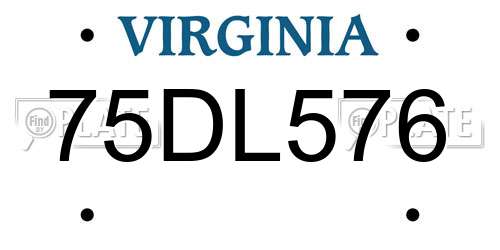 75DL576 Virginia License Plate