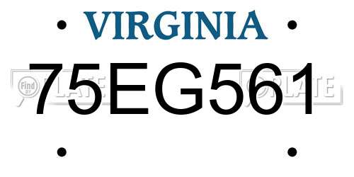75EG561 Virginia License Plate