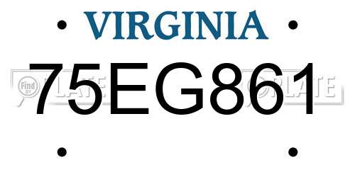 75EG861 Virginia License Plate