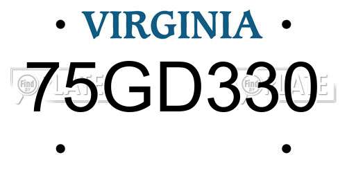 75GD330 Virginia License Plate