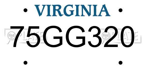 75GG320 Virginia License Plate