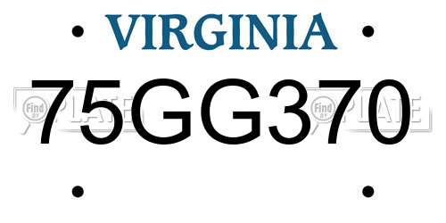 75GG370 Virginia License Plate
