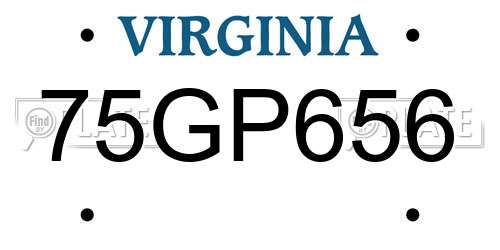 75GP656 Virginia License Plate