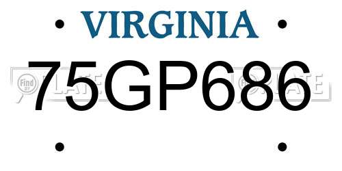 75GP686 Virginia License Plate