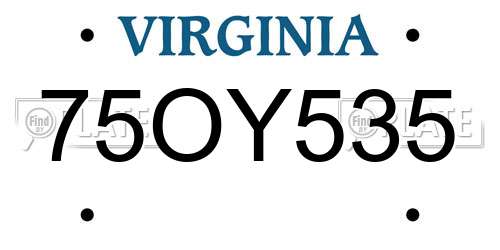 75OY535 Virginia License Plate