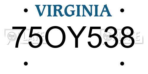 75OY538 Virginia License Plate