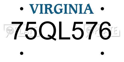 75QL576 Virginia License Plate