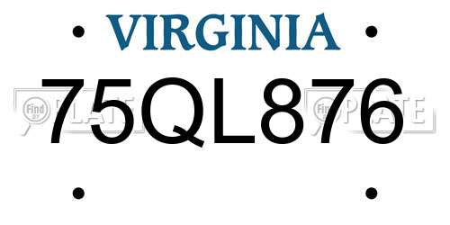 75QL876 Virginia License Plate