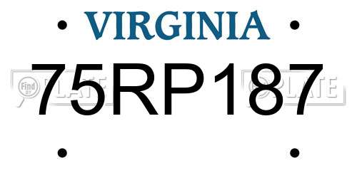 75RP187 Virginia License Plate