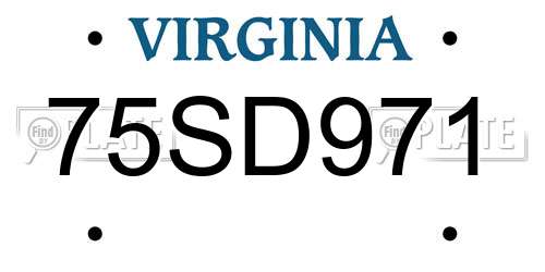75SD971 Virginia License Plate