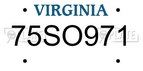 75SO971 Virginia License Plate