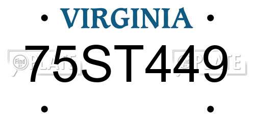 75ST449 Virginia License Plate
