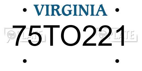 75TO221 Virginia License Plate