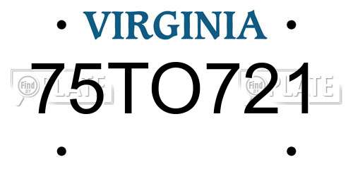 75TO721 Virginia License Plate