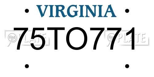 75TO771 Virginia License Plate